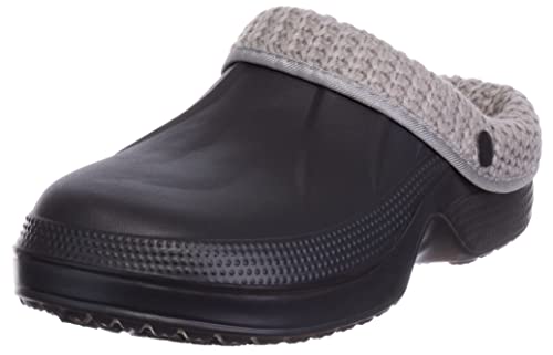 Brandsseller Herren Clogs Winter Hausschuhe Gartenclogs mit Strickeinlage Warm Fell gefüttert Schwarz 44 von Brandsseller