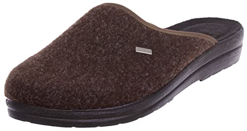 Brandsseller Herren Hausschuh 46 Pantolette Filz Pantoffel Schluppen Keilsohle - Braun von Brandsseller