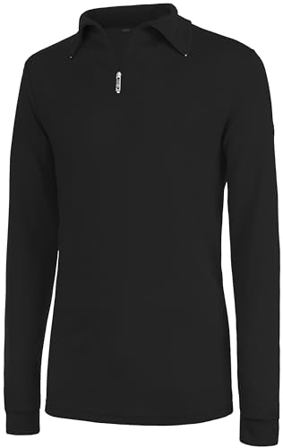 Brandsseller Herren Ski Shirt, 100% Baumwolle, Langarm, Rollkragen, Reißverschluss (schwarz, 62) von Brandsseller