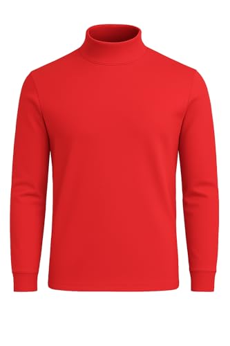 Brandsseller Herren Rollkragen Shirt – 100% Baumwolle Ski Rolli Langarm, Funktionsshirt für Sport & Freizeit 48 Rot von Brandsseller