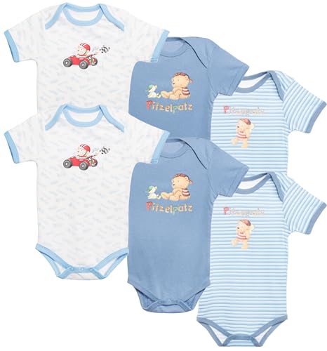 Brandsseller Jungen Baby Body 3er Set 100% Baumwolle Blau Kurzarm 62/68 von Brandsseller