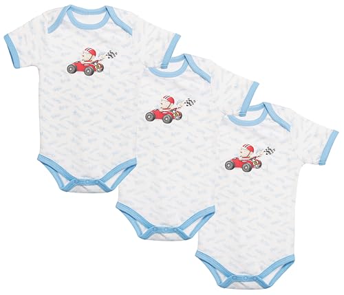 Brandsseller Jungen Baby Body Set 100% Baumwolle Kurzarm (Weiß, 74/80 6er set) von Brandsseller