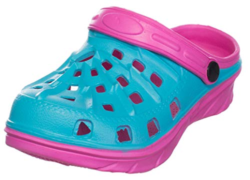 Brandsseller Kinder Hausschuh Clog Pantolette Badeschuh Gartenschuh - Türkis/Pink 27 von Brandsseller