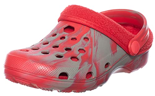 Brandsseller Kinder Hausschuhe Clogs Gefüttert Gartenschuhe Farbverlauf Rot/Grau 28 von Brandsseller