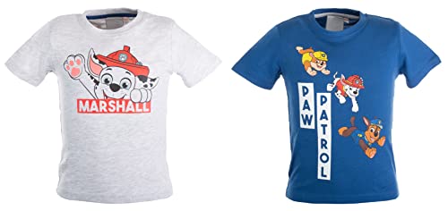 Brandsseller Kinder Jungen T-Shirt 2er Set Freizeitshirt Kurzarmshirt mit Motiven im Stil von Paw Patrol Blau/Grau - 122/128 von Brandsseller