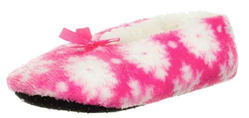 Brandsseller Kinder Mädchen Hausschuh Ballerina Schneeflocken - mit Textilsohle mit Dots - Pink, 31/32 von Brandsseller