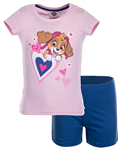 Brandsseller Mädchen Schlafanzug Pyjama Freizeitanzug Set mit Motiven im Stil von Paw Patrol- Shirt und Shorty 110/116 von Brandsseller