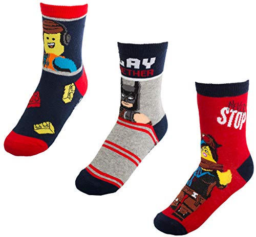 Brandsseller Play Movie 3er Set Kinder Socken Spielsocken - Verschiedene Motive - Rot/Grau/Blau 35/38 von Brandsseller