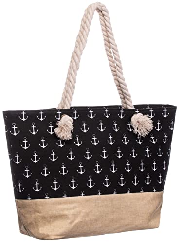 Brandsseller Strandtasche Maritim mit Reißverschluss Canvas ca. 50x36x15 cm Schultertasche Einkaufstasche Badetasche Anker/Schwarz Brandsseller Strandtasche Maritim mit Reißverschluss Canvas ca. 50x36x15 cm Schultertasche Einkaufstasche Badetasche Anker/Schwarz von Brandsseller