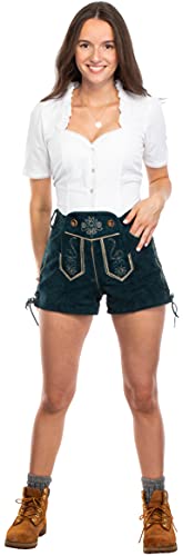 Brandsseller Trachten Lederhose Damen Kurz Türkis – Gr. 36 - Oktoberfest von Brandsseller