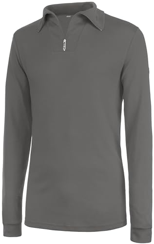 Medico Herren Ski Shirt, 54, 80% Baumwolle - 20% Viscose, Light Grey, Langarm, Rollkragen, Reißverschluss von Brandsseller