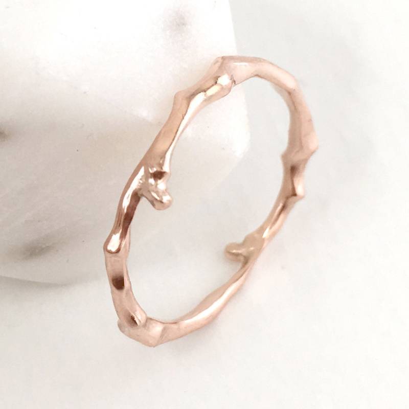 Zweig Band Ring in Sterling Silber - Rosé Vergoldeter Stapelring Kirschzweig von BrandtsJewellery