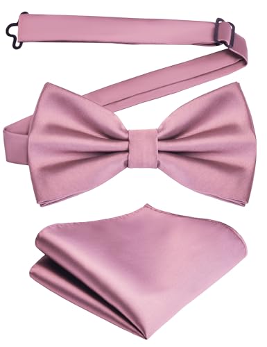Branduce Einfarbige, doppelt gefaltete, vorgebundene Fliege und Einstecktuch für Herren, Dusty Rose, Allgemeines Branduce Einfarbige, doppelt gefaltete, vorgebundene Fliege und Einstecktuch für Herren, Dusty Rose, Allgemeines von Branduce