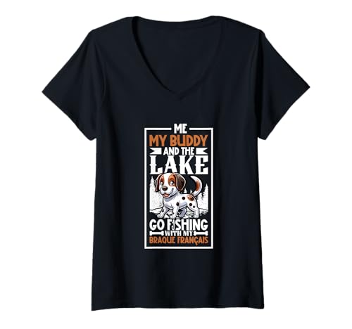 Damen Angeln und Braque Français T-Shirt mit V-Ausschnitt Damen Angeln und Braque Français T-Shirt mit V-Ausschnitt von Braque Français Designs