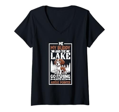 Damen Angeln und Braque de l'Ariège T-Shirt mit V-Ausschnitt Damen Angeln und Braque de l'Ariège T-Shirt mit V-Ausschnitt von Braque de l'Ariège Designs