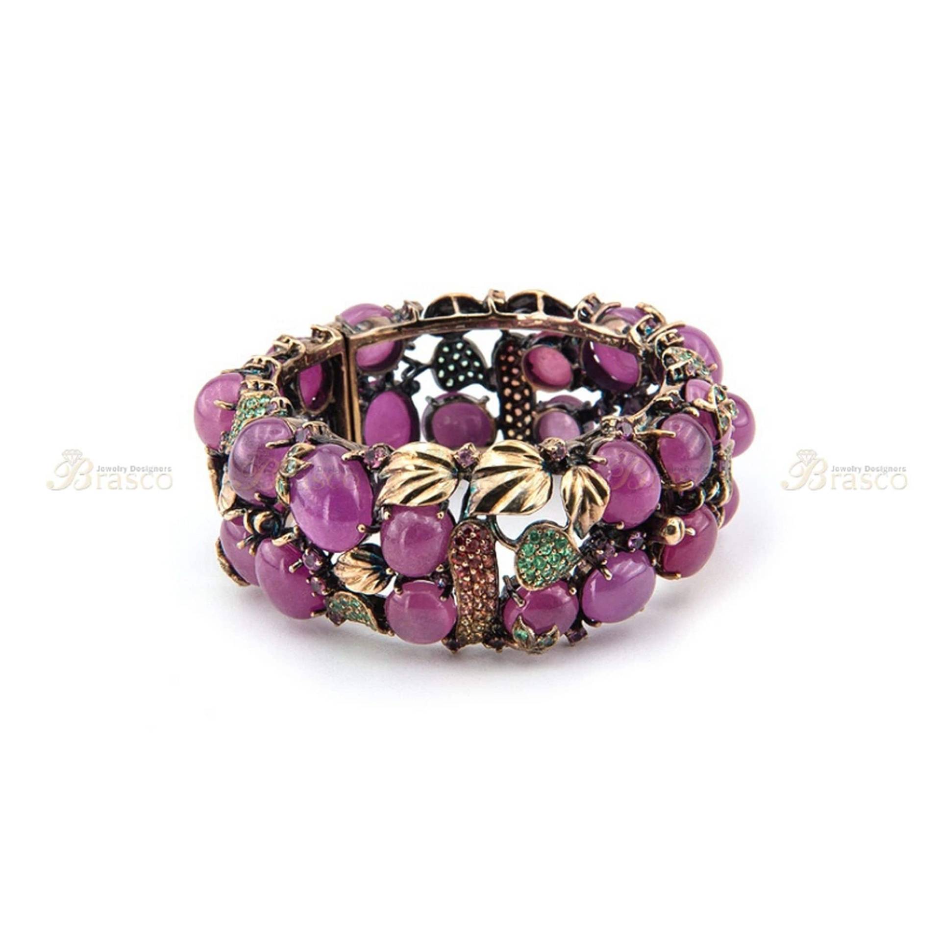 Bunte Rubin, Peridot, Amethyst Edelstein Armband in Sterling Silber, Zarte Armband, Frauen Silber Vergoldet Schmuck von BrascoJewelry