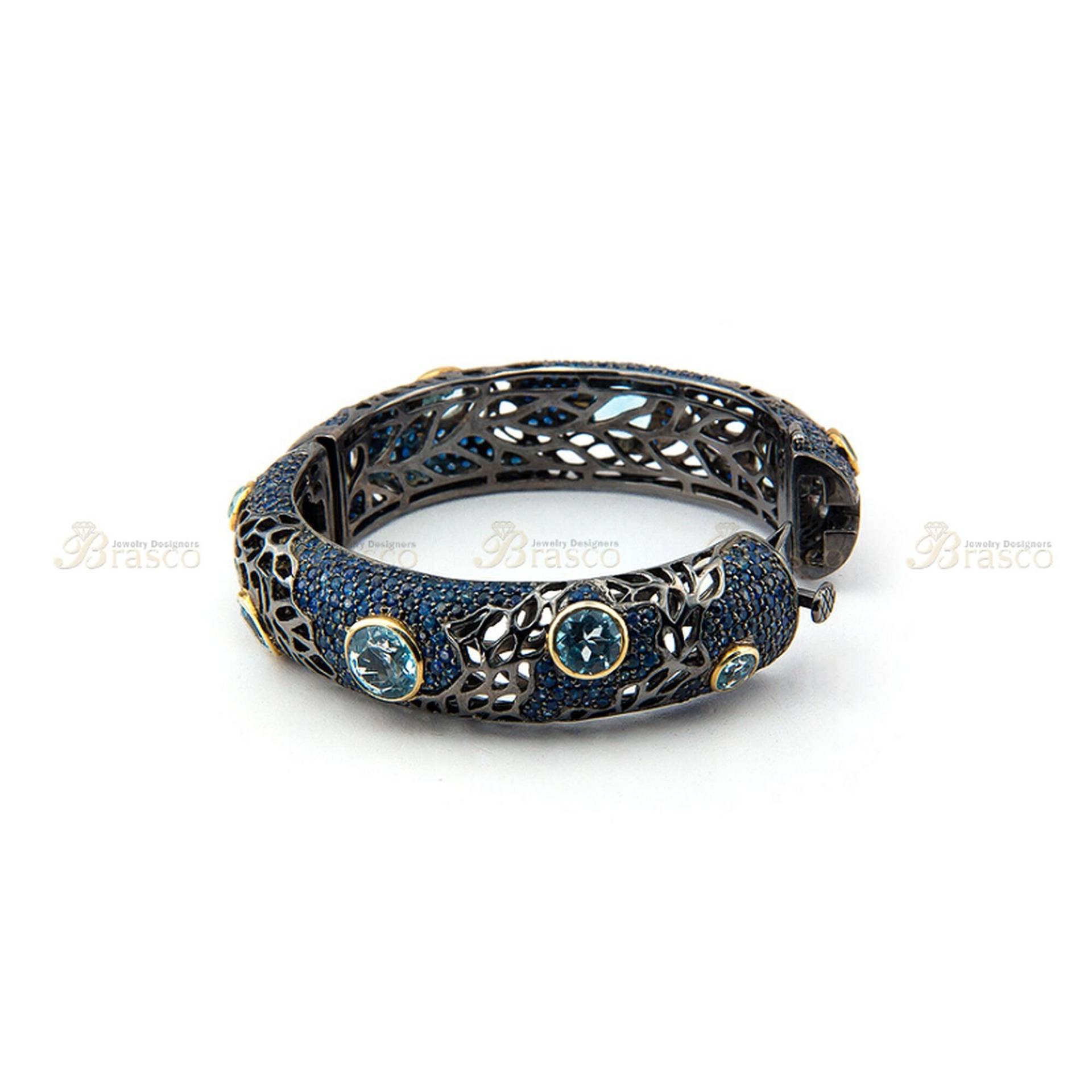 Saphir Und Blau Topas Edelstein Armband in Sterling Silber, Zarte Armband, Frauen Silber Vergoldet Schmuck, Geschenk Für Sie von BrascoJewelry