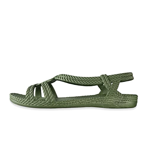 Brasileras Damen, Kinder Mädchen Zehensandalen rutschfester bequem schuhe für strand/schwimmbad/stadt grünes militär 37 EU von Brasileras