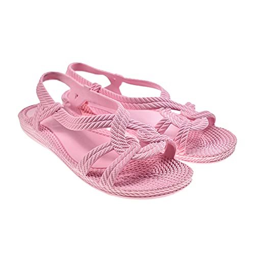 Brasileras Damen, Kinder Mädchen Zehensandalen rutschfester bequem schuhe für strand/schwimmbad/stadt rosa 34 EU von Brasileras