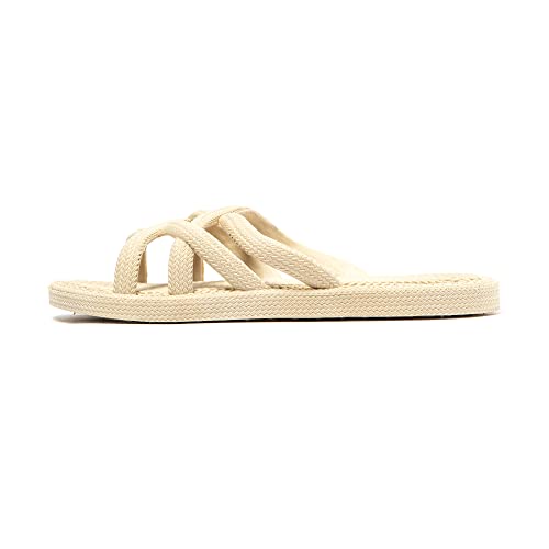 Brasileras Damen Zehensandalen mit rutschfester Sohle bequem schuhe für strand/schwimmbad/stadt beige 38 EU von Brasileras