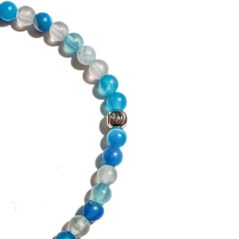 Armband Aus Blauen Band-Achat-Perlen Mit 925-Er Sterlingsilber-Perle | Als Geschenk Für Frau Oder Freundin Armband Aus Blauen Band-Achat-Perlen Mit 925-Er Sterlingsilber-Perle | Als Geschenk Für Frau Oder Freundin von BraslePel