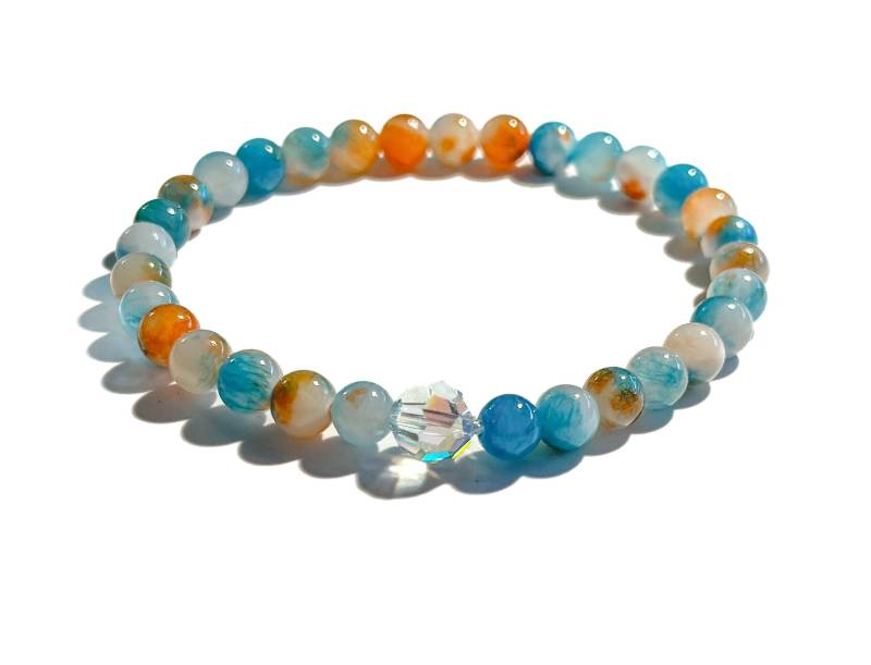 Armband Aus Blauen Natursteinperlen Mit Swarovski-Kristall | Als Geschenk Für Frau Oder Freundin von BraslePel