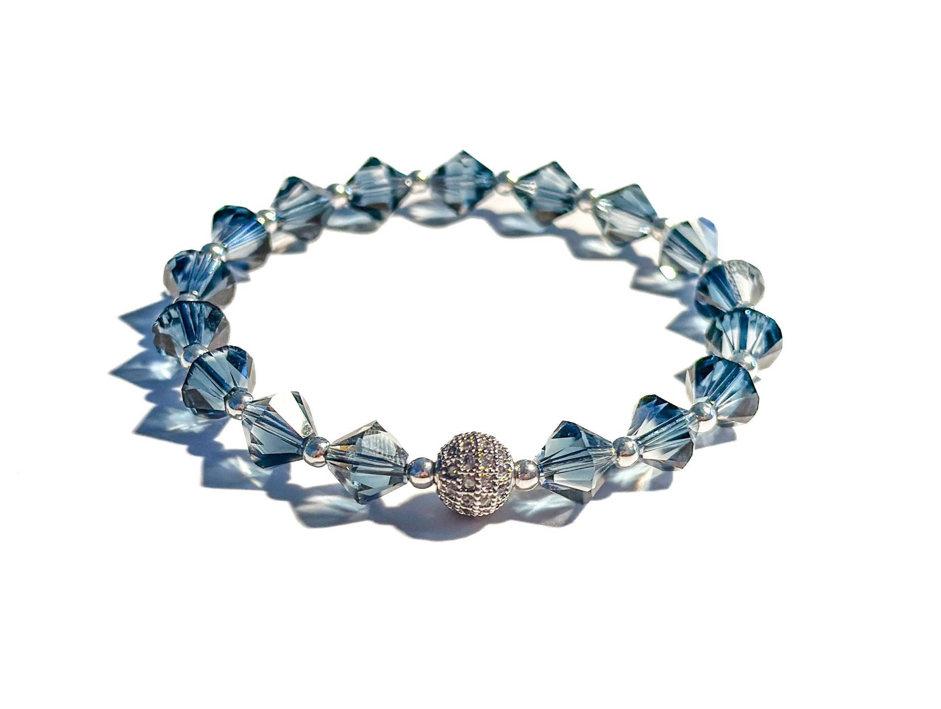 Armband Aus Blauen Swarovski-Kristallen Und Strass-Silberperle | Geschenk Freundin Armband Aus Blauen Swarovski-Kristallen Und Strass-Silberperle | Geschenk Freundin von BraslePel
