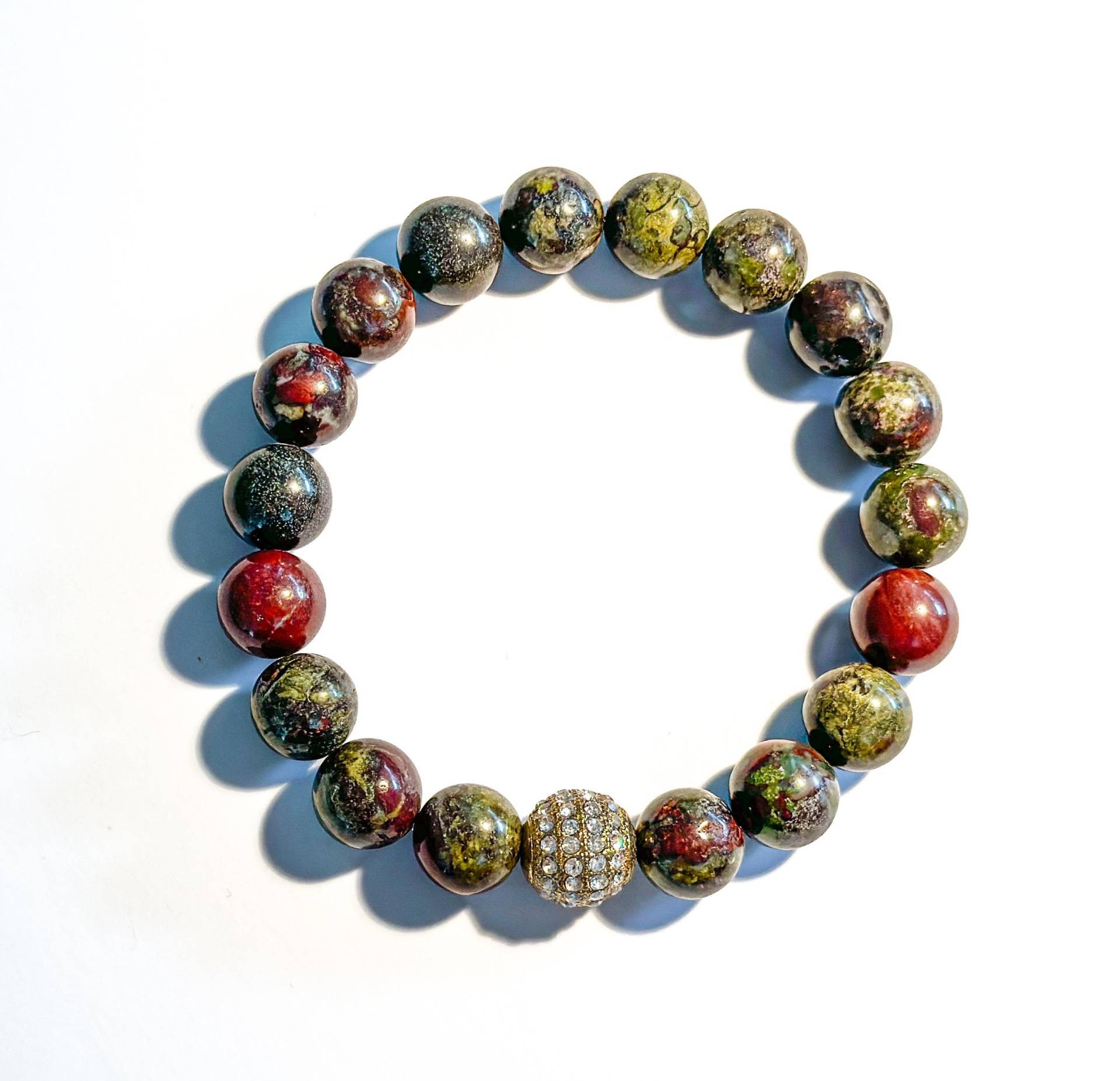 Armband Aus Drachenblut-Jaspis-Perlen Und Strass-Kugel | Als Geschenk Für Frau Oder Freundin Armband Aus Drachenblut-Jaspis-Perlen Und Strass-Kugel | Als Geschenk Für Frau Oder Freundin von BraslePel