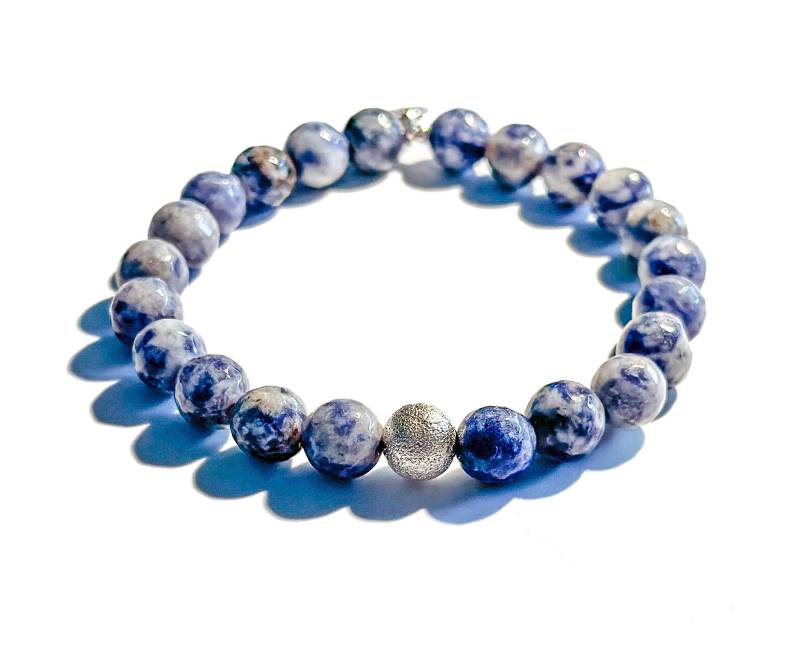 Armband Aus Facettierten Sodalith - Und Mikroklineperlen Mit 925-Er Sterlingsilber Kugel | Als Geschenk Für Frau Oder Freundin Armband Aus Facettierten Sodalith - Und Mikroklineperlen Mit 925-Er Sterlingsilber Kugel | Als Geschenk Für Frau Oder Freundin von BraslePel