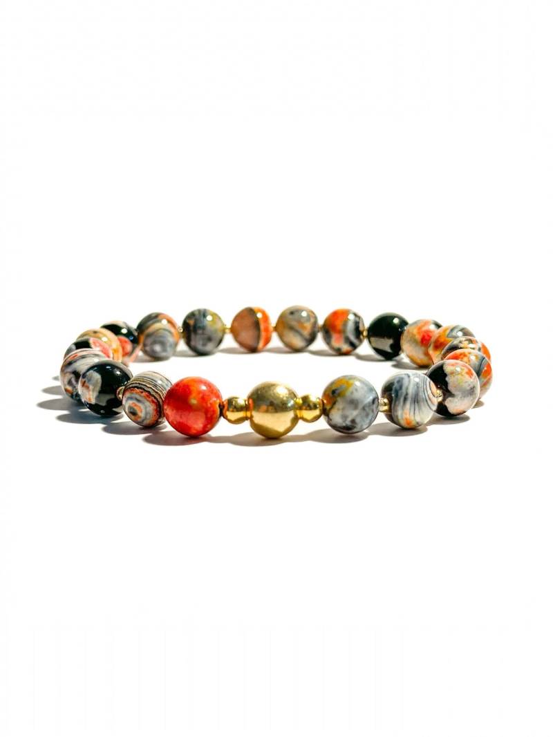 Armband Aus Flammenachat-Perlen Und Vergoldeten Sterlingsilberkugeln| Als Geschenk Für Frau Oder Freundin Armband Aus Flammenachat-Perlen Und Vergoldeten Sterlingsilberkugeln| Als Geschenk Für Frau Oder Freundin von BraslePel