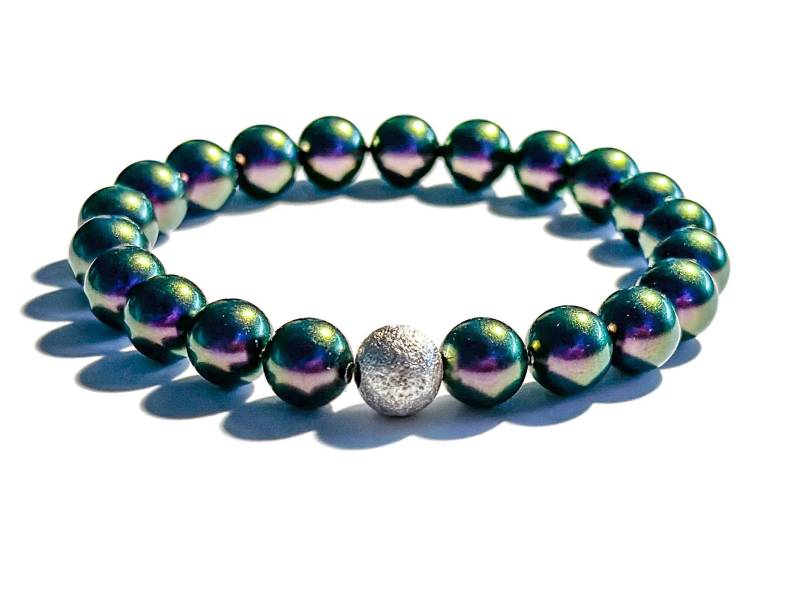 Armband Aus Lila Schimmernden Swarovski-Perlen Und Silberperle | Geschenk Freundin von BraslePel