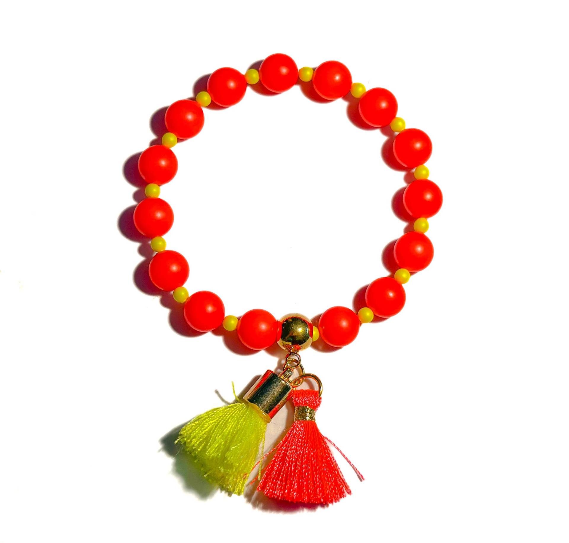 Armband Aus Neon-Pinken Und Neon-Gelben Swarovski-Perlen Neon-Quasten | Geschenk Freundin Armband Aus Neon-Pinken Und Neon-Gelben Swarovski-Perlen Neon-Quasten | Geschenk Freundin von BraslePel