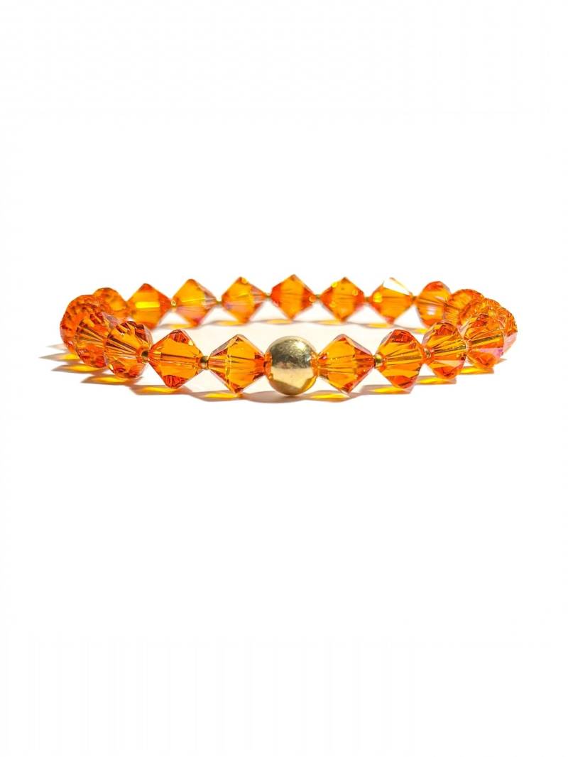 Armband Aus Orange-Funkelnden Swarovski-Kristallen Und Vergoldeter 925-sterlingperle | Geschenk Freundin Armband Aus Orange-Funkelnden Swarovski-Kristallen Und Vergoldeter 925-sterlingperle | Geschenk Freundin von BraslePel