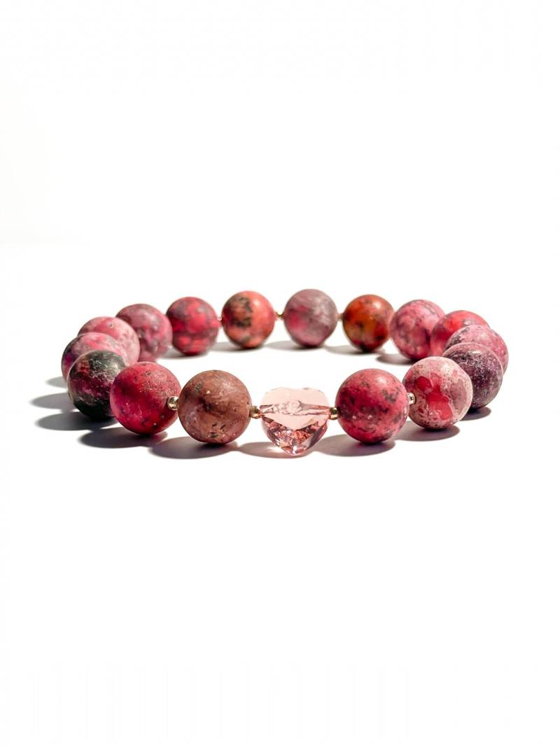 Armband Aus Pinken Natursteinperlen Mit Swarovski-Herz | Als Geschenk Für Frau Oder Freundin Armband Aus Pinken Natursteinperlen Mit Swarovski-Herz | Als Geschenk Für Frau Oder Freundin von BraslePel