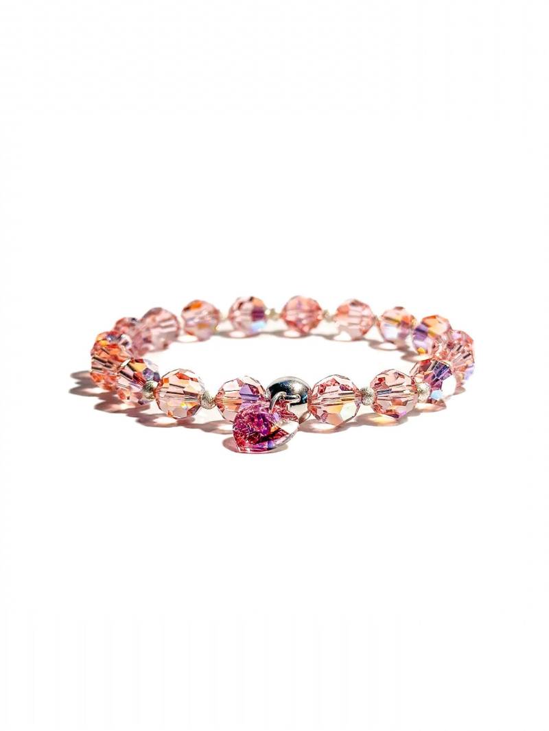 Armband Aus Rosa Swarovski-Kristallen Mit Swarovski-Herzanhänger | Geschenk Freundin Armband Aus Rosa Swarovski-Kristallen Mit Swarovski-Herzanhänger | Geschenk Freundin von BraslePel