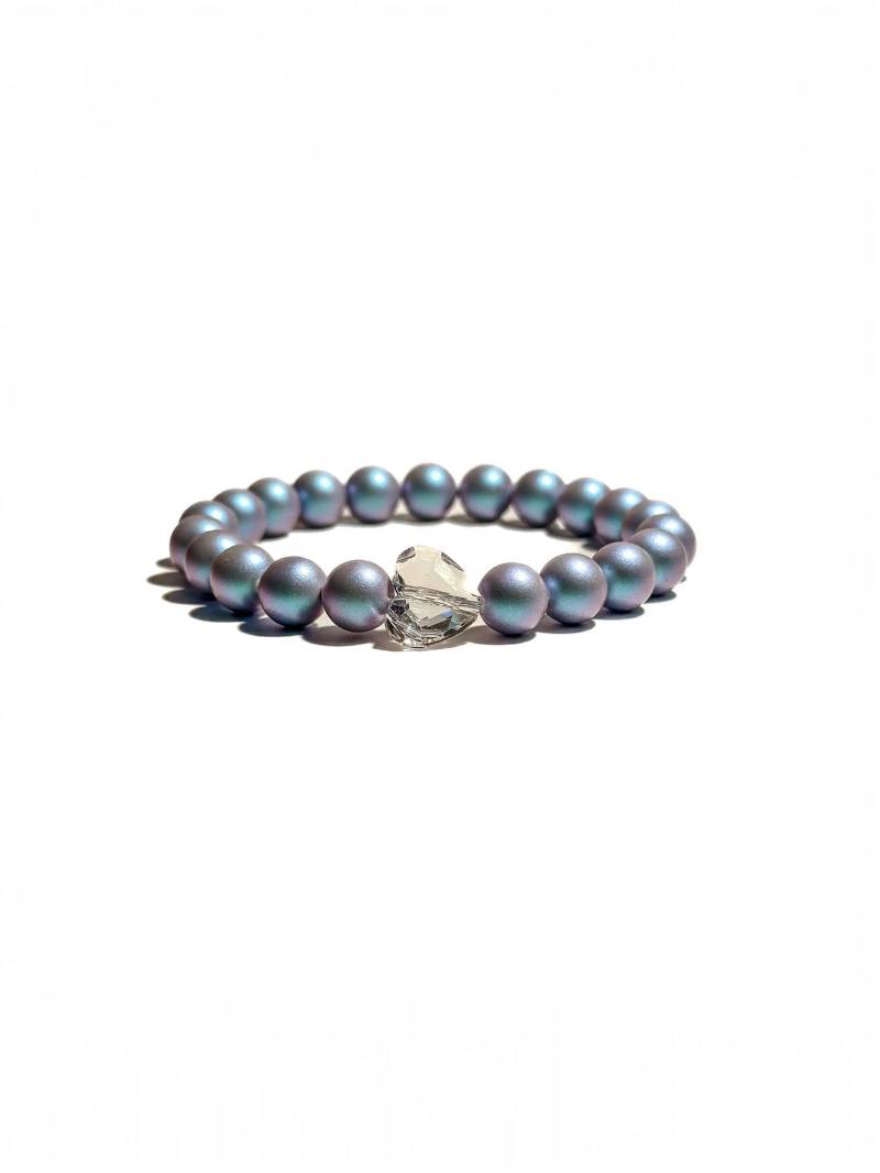 Armband Aus Schimmernd Blauen Swarovski-Perlen Und Swarovski-Kristall-Herz | Geschenk Freundin Armband Aus Schimmernd Blauen Swarovski-Perlen Und Swarovski-Kristall-Herz | Geschenk Freundin von BraslePel