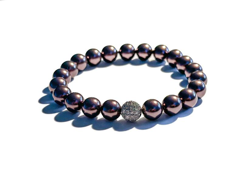 Armband Aus Schimmernden Swarovski-Perlen Und Bohemian Silberperle | Geschenk Freundin Armband Aus Schimmernden Swarovski-Perlen Und Bohemian Silberperle | Geschenk Freundin von BraslePel