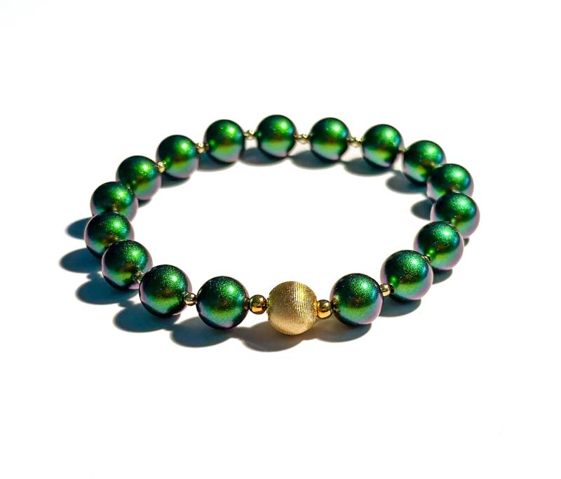 Armband Aus Schimmernden Swarovski-Perlen Und 18K Vergoldeten Sterlingsilberkugeln | Geschenk Freundin Armband Aus Schimmernden Swarovski-Perlen Und 18K Vergoldeten Sterlingsilberkugeln | Geschenk Freundin von BraslePel