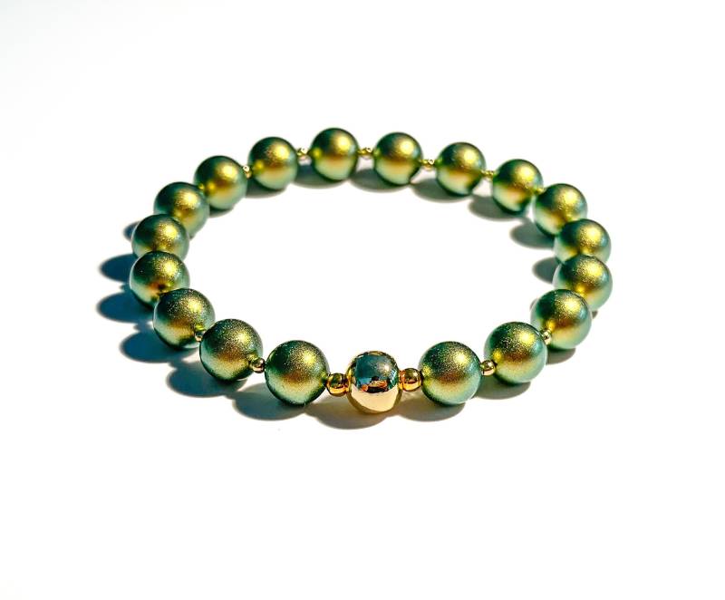 Armband Aus Schimmernden Swarovski-Perlen Und Silberner Hämatitperle | Geschenk Freundin Armband Aus Schimmernden Swarovski-Perlen Und Silberner Hämatitperle | Geschenk Freundin von BraslePel