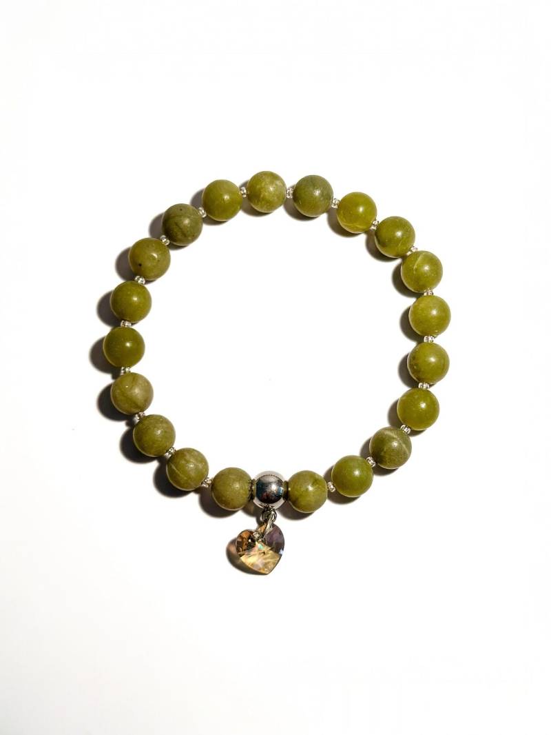 Armband Aus Seraphinitperlen Mit Swarovski Herz-Anhänger | Geschenk Freundin von BraslePel