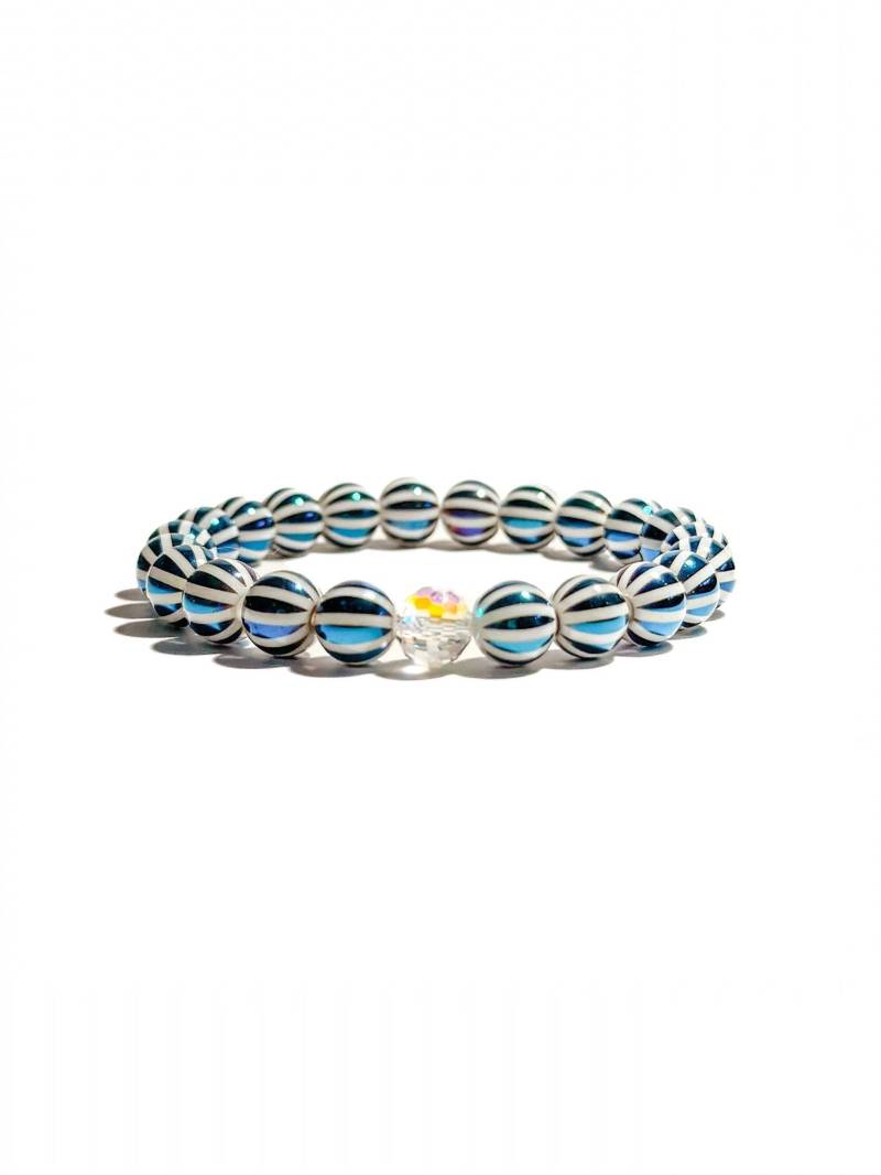 Blau-Weiß Gestreiftes Armband Aus Keramikperlen| Handgemachter Schmuck | Geschenk Freundin Blau-Weiß Gestreiftes Armband Aus Keramikperlen| Handgemachter Schmuck | Geschenk Freundin von BraslePel