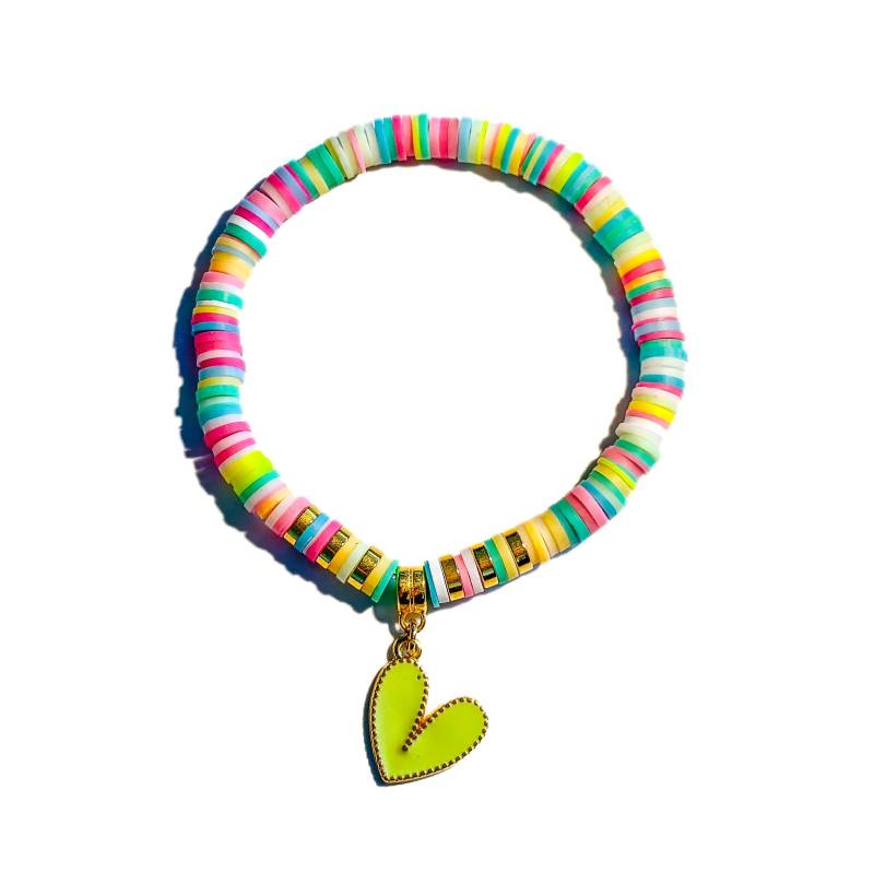 Buntes Armband Aus Katsukiperlen Mit Herz -Anhänger | Regenbogen-Armband Geschenk Freundin Buntes Armband Aus Katsukiperlen Mit Herz -Anhänger | Regenbogen-Armband Geschenk Freundin von BraslePel