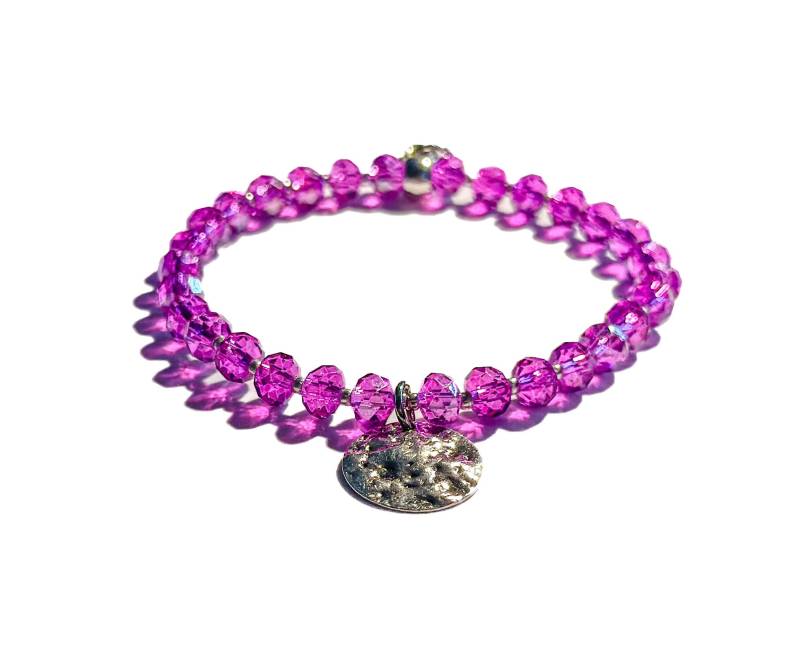 Lila Armband Mit Silbernem Anhänger| Handgemachter Schmuck | Geschenk Freundin Lila Armband Mit Silbernem Anhänger| Handgemachter Schmuck | Geschenk Freundin von BraslePel