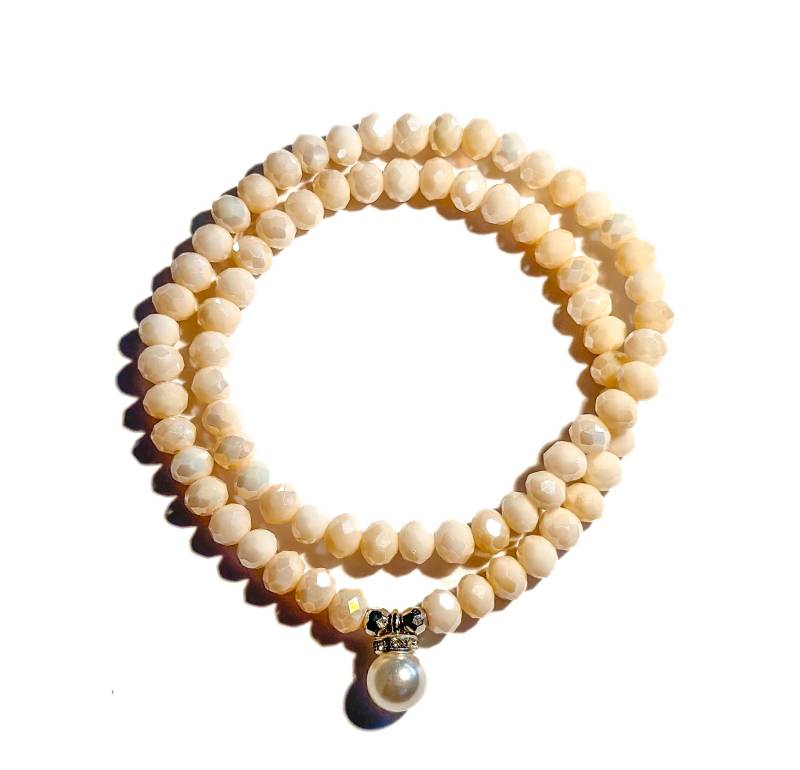 Rosa Wickelarmband Aus Glasfacettperlen Mit Perlen-Anhänger | Armband Geschenk Freundin von BraslePel
