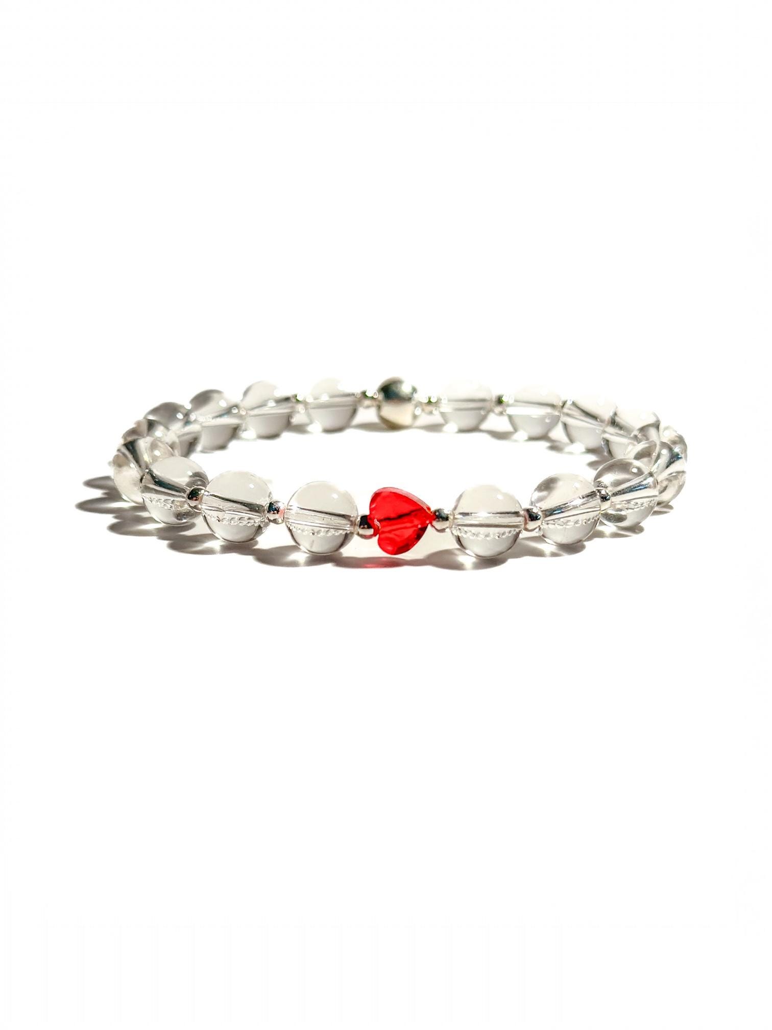 Valentinstag Armband Aus Bergkristall, Swarovski-Herz Und 925-Er Sterlingsilberkugeln | Als Geschenk Für Frau Oder Freundin Valentinstag Armband Aus Bergkristall, Swarovski-Herz Und 925-Er Sterlingsilberkugeln | Als Geschenk Für Frau Oder Freundin von BraslePel
