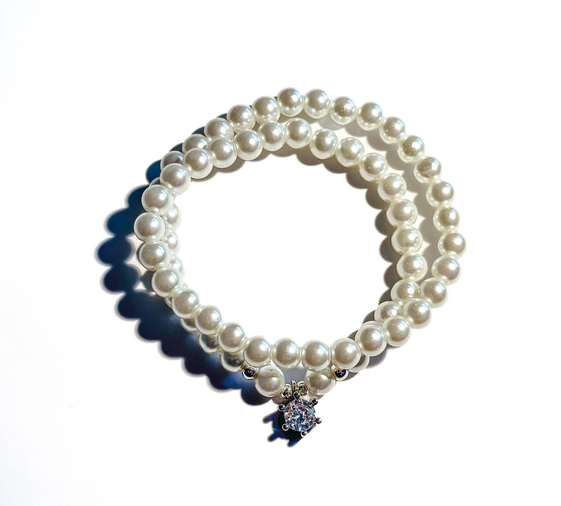 Weißes Wickelarmband Aus Glaswachsperlen Mit Kristall-Anhänger | Armband Geschenk Freundin Weißes Wickelarmband Aus Glaswachsperlen Mit Kristall-Anhänger | Armband Geschenk Freundin von BraslePel