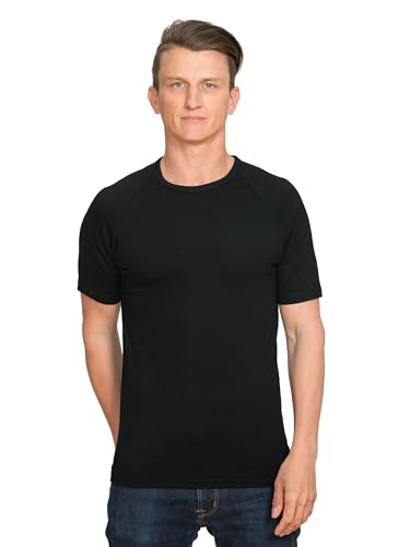 Brass Monkeys Merino-T-Shirt, Schwarz, Basisschicht aus 100 % Merinowolle, hergestellt in Neuseeland, warmes und weiches Thermo-Top, perfekt für Outdoor-Sport und Freizeit, Schwarz, 5XL von Brass Monkeys