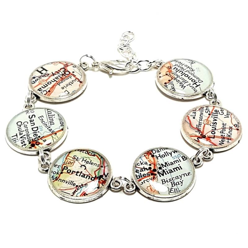 Individuelles Vintage Map Armband Personalisierter Reise Schmuck Geschenk von BrassAndChain