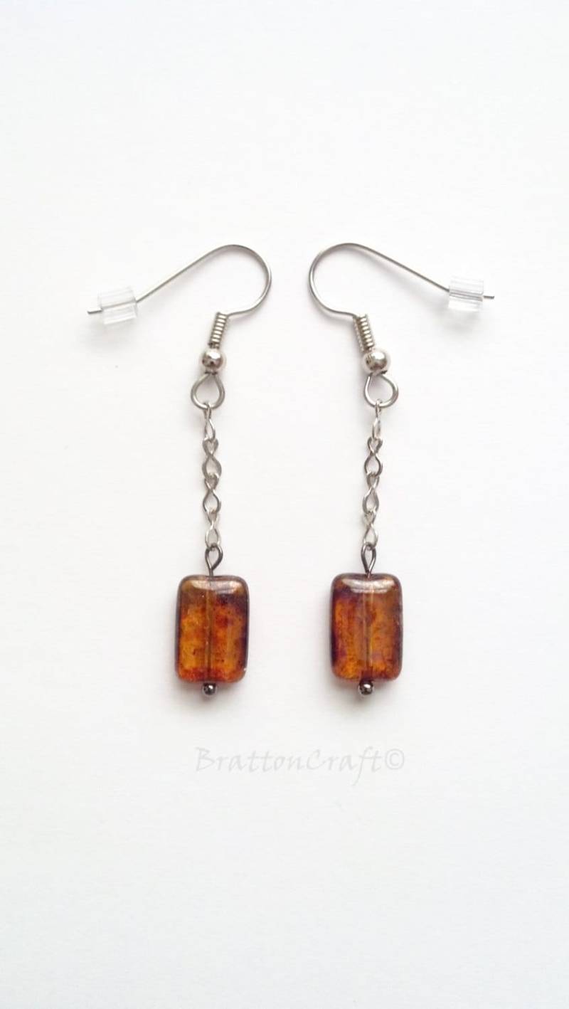 Bernstein Glas Perlen Ohrringe Herbst Schmuck von BrattonCraft