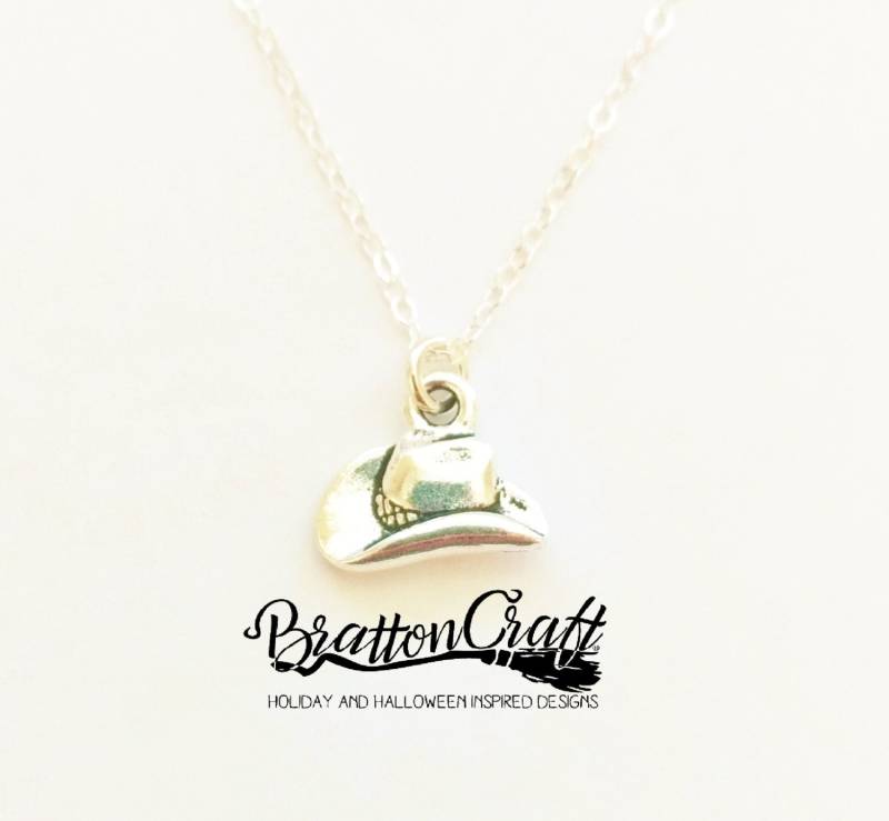 Cowboyhut Kette Silber Britannia Pewter Westernschmuck von BrattonCraft